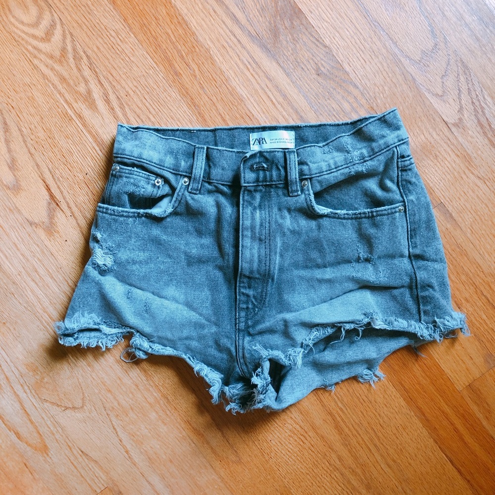 Zara Black High Waisted Jean Shorts